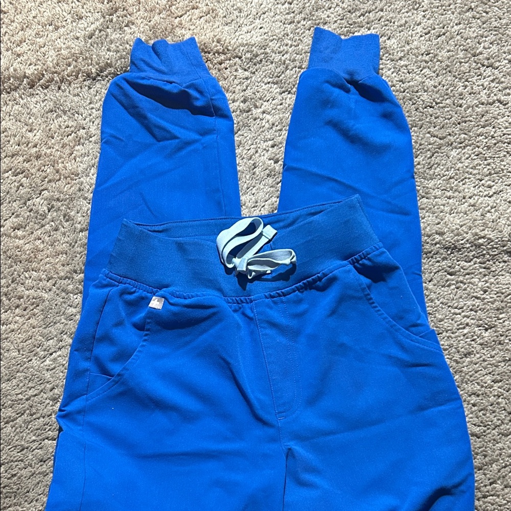 Figs Royal Blue high waisted Zamora Joggers